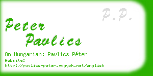 peter pavlics business card